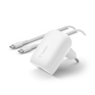 Belkin 30w USB-C PD PPS Wall Charger with 1m USB-C Cable - White