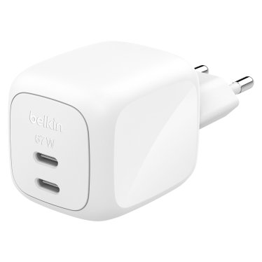 Belkin BoostCharge 67W Dual USB-C PD Wall Charger with PPS - White