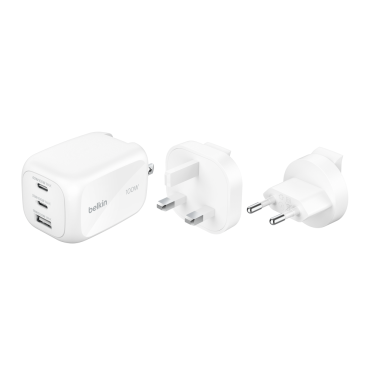 Belkin 100W - 3-port (2x C 1x A) USB-C PD Charger - White