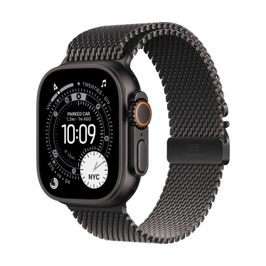 Apple Watch Ultra 3 - 49mm - Black Titanium - Black Titanium Milanese Loop - Large