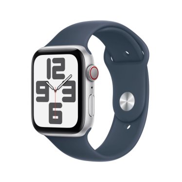 Apple Watch SE + Cellular  - 44mm - Silver - Storm Blue - Sport Band - S/M (140-190mm)