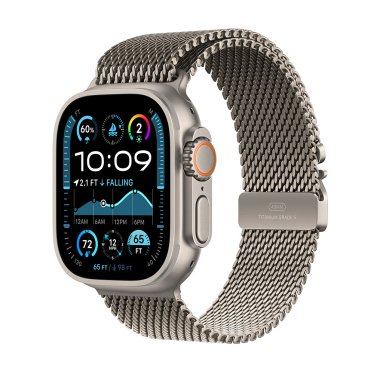 Apple Watch Ultra 2 - 49mm - Natural Titanium - Natural Titanium Milanese Loop - (S) (130-160mm)