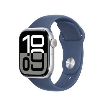 Apple Watch S10 - 42mm - Silver Aluminium - Denim Sport Band - S/M (130-180mm)