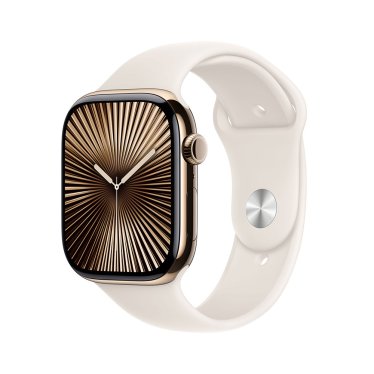 [Open Box] Apple Watch S10 Cellular - 46mm - Gold Titanium - Starlight Sport Band - S/M (140-190mm)