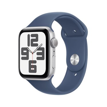 Apple Watch SE - 44mm - Silver Aluminium - Denim Sport Band - M/L (160-210mm)