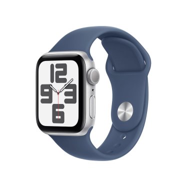 Apple Watch SE - 40mm - Silver Aluminium - Denim Sport Band - S/M (130-180mm)