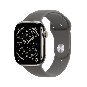 Apple Watch S11 Cellular - 42mm - Natural Titanium - Stone Grey Sport Band - S/M
