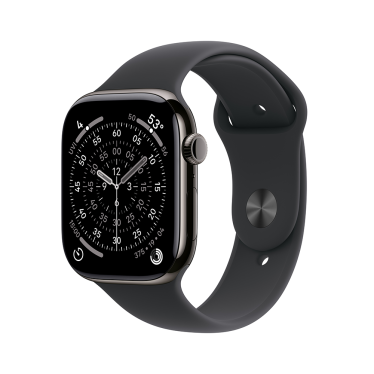 Apple Watch S11 Cellular - 42mm - Slate Titanium - Black Sport Band - M/L