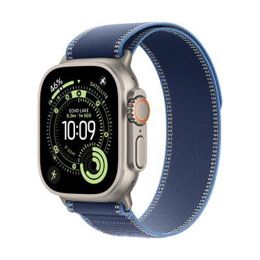 Apple Watch Ultra 3 - 49mm - Natural Titanium - Blue/Bright Blue Trail Loop - S/M