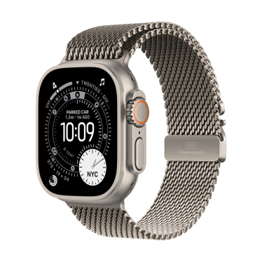 Apple Watch Ultra 3 - 49mm - Natural Titanium - Natural Titanium Milanese Loop - Large
