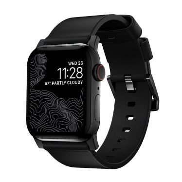 Nomad Modern Apple Watch bandje 42mm / 44mm - Zwart met zwarte gesp