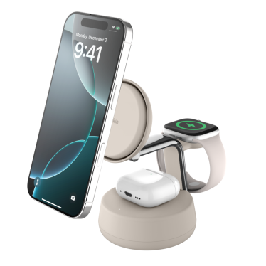 [Open Box] Belkin UltraCharge Pro 3in1 Qi2 Magnetic Charger - 25W - Sand%