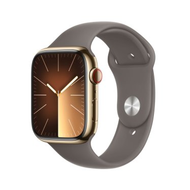 Apple Watch S9 + Cellular  - 45mm Steel - Gold - Clay - Sport Band - M/L (160-210mm)