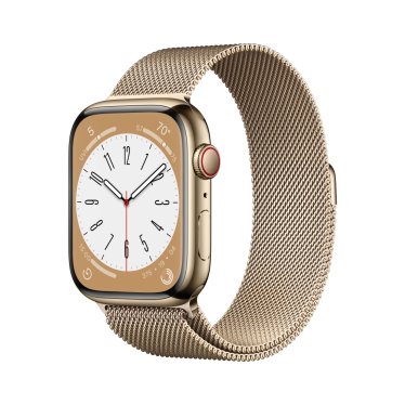 Apple Watch S8 + Cellular - 45mm Steel - Gold - Gold Milanese Loop