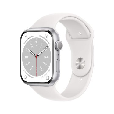 Apple Watch S8 - 45mm Aluminium - Silver - White Sportband