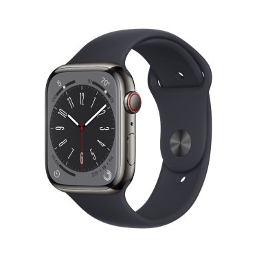 Apple Watch S8 + Cellular - 45mm Steel - Graphite - Midnight Sportband