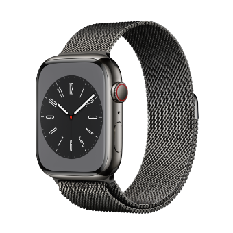 [Open Box] Apple Watch S8 + Cellular - 41mm Steel - Graphite - Graphite Milanese Loop