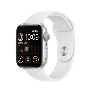 !Apple Watch SE - 44mm Aluminium - Silver - White Sportband