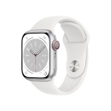 Apple Watch S8 + Cellular - 41mm Aluminium - Silver - White Sportband