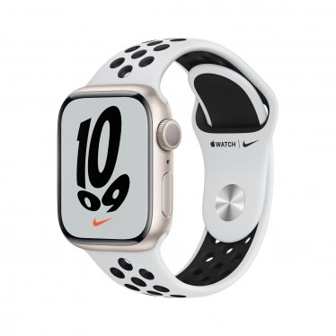 Apple Watch Series 7 Nike (41mm) - sterrenlicht - met platina/zwart Nike-sportbandje