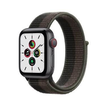 Apple Watch SE met 4G (40mm) - spacegrijs - met een tornado/grijs geweven sportbandje (2021)