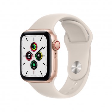 Apple Watch SE met 4G (44mm) - goud - met een sterrenlicht sportbandje (2021)