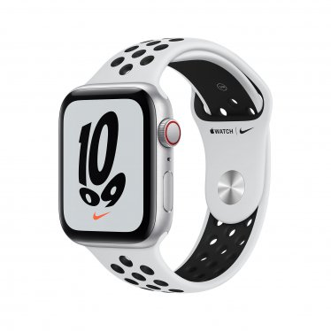 Apple Watch Nike SE + Cellular - 44mm - Silver - Pure Platinum/Black Sport Band