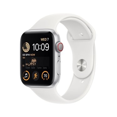 Apple Watch SE + Cellular - 44mm Aluminium - Silver - White Sportband