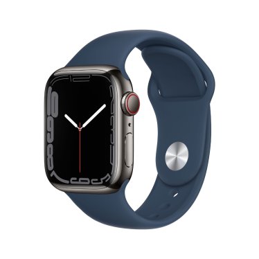 [Open Box] Apple Watch S7 + Cellular - Steel - 41mm - Graphite - Abyss Blue Sport Band