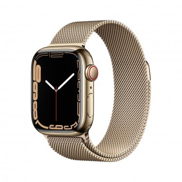 Apple Watch Series 7 met 4G (41mm) - goud staal - met goud Milanees bandje