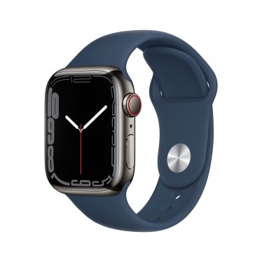 Apple Watch Series 7 met 4G (41mm) - grafiet staal - met abyss-blauw sportbandje