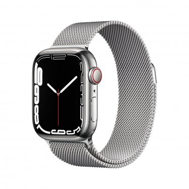 Apple Watch Series 7 met 4G (41mm) - zilver staal - met zilver Milanees bandje