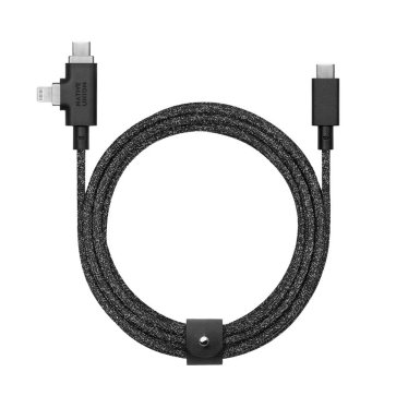 Native Union Belt Cable Duo Pro - 240W - USB-C to USB-C/Lightning - 2.4m - Cosmos Black
