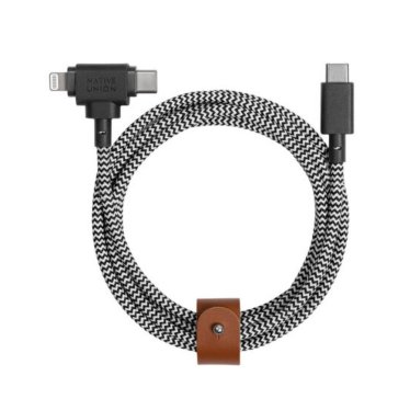 Native Union Belt Cable Duo - 60W - USB-C to USB-C/Lightning - 1.5m - Zebra