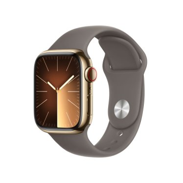 Apple Watch S9 + Cellular  - 41mm Steel - Gold - Clay - Sport Band - M/L (150-200mm)