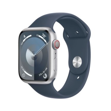Apple Watch S9 + Cellular  - 45mm Aluminium - Silver - Storm Blue - Sport Band - S/M (140-190mm)