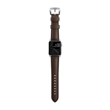 Nomad Traditioneel Apple Watch Bandje 42mm / 44mm - Bruin met zilveren gesp