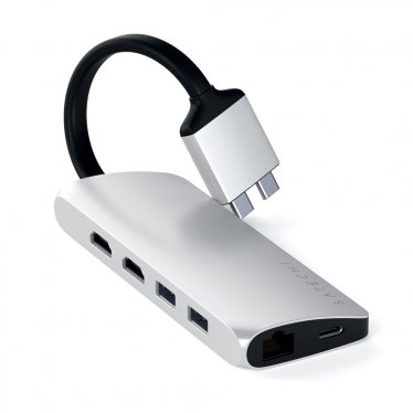 Satechi USB-C Dual Multimedia Adapter - Silver