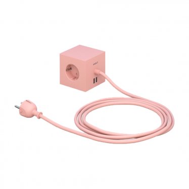Avolt Square 1 verlengsnoer (stekkerdoos / USB) - roze