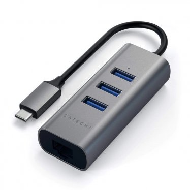 Satechi USB-C 3 Port USB 3.0 & Ethernet Hub - Space Grey