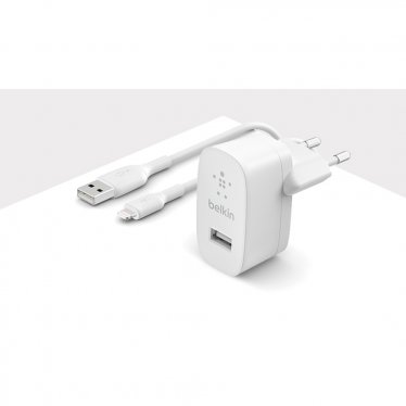 Belkin Home Charger 12W Lightning + Cable - 1.2m - White%