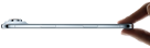 Een duim en wijsvinger houden iPhone Air vast, zijkant, kleur Hemelsblauw, zeer dun profiel