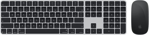 Bovenaanzicht van Magic Keyboard met Touch ID en Magic Mouse