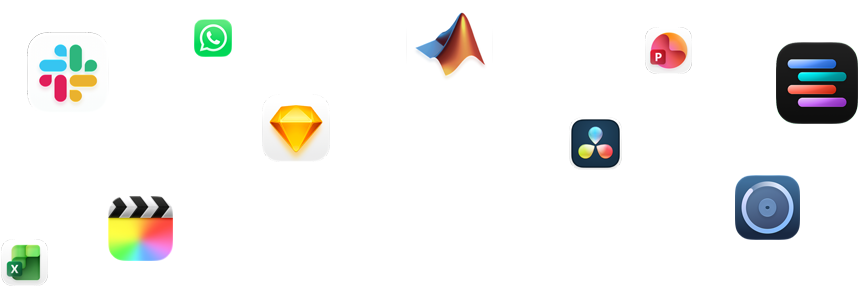 Symbool van verschillende apps rondom de tekst ‘Geef je pro-apps vleugels’