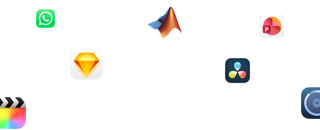 Symbool van verschillende apps rondom de tekst ‘Geef je pro-apps vleugels’